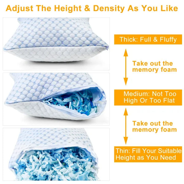 Adjustable shredded memory-foam fill detail