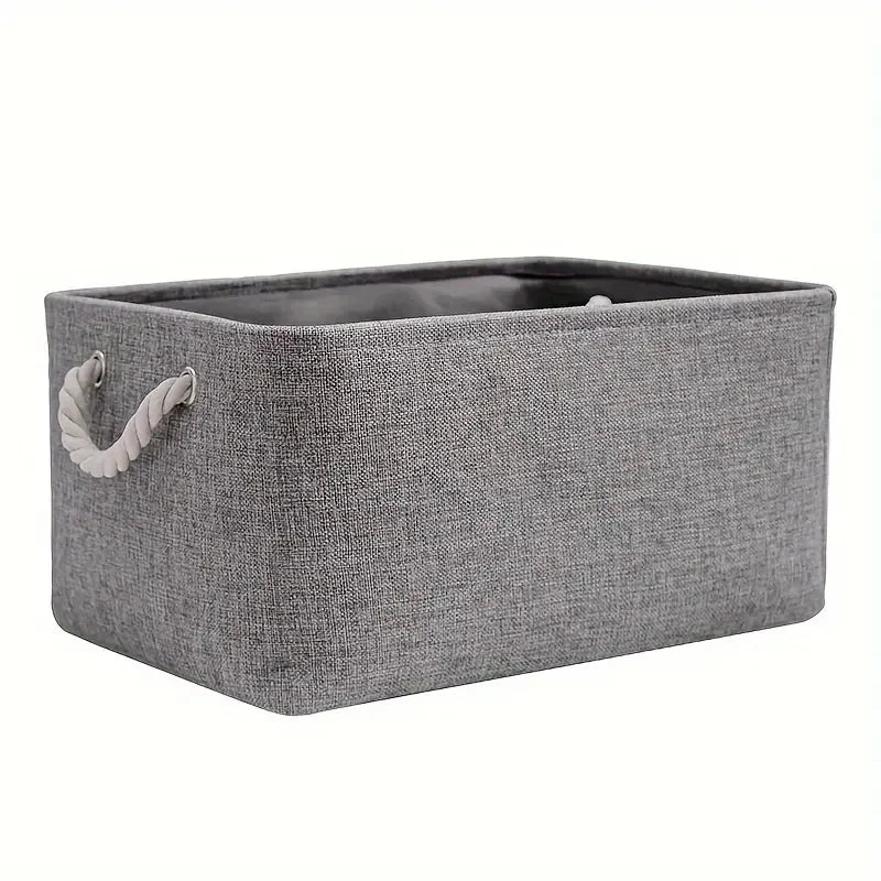 Linen-Look Foldable Storage Basket