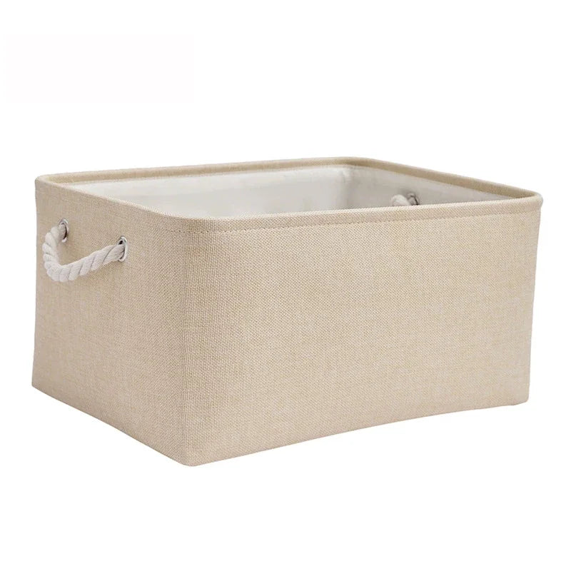 Linen-Look Foldable Storage Basket