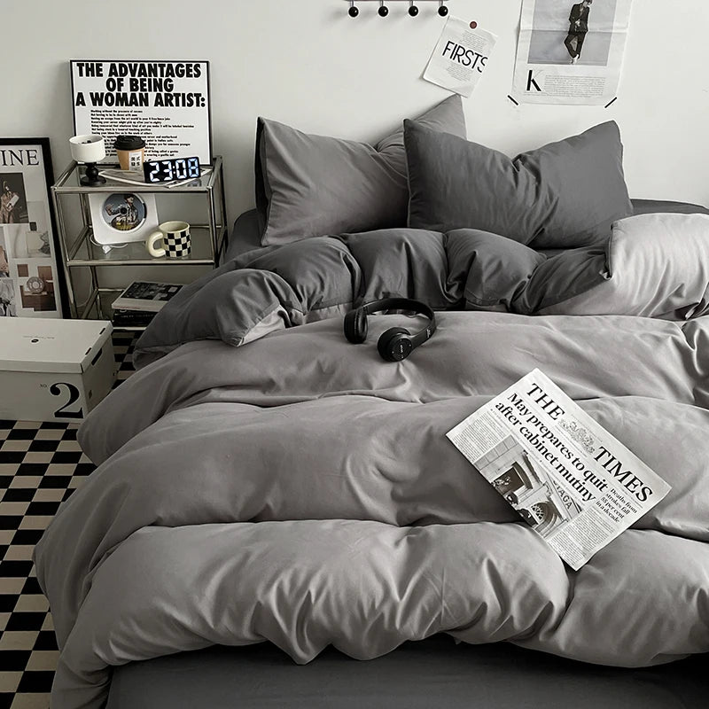 Two-Tone Soft Duvet Cover Set