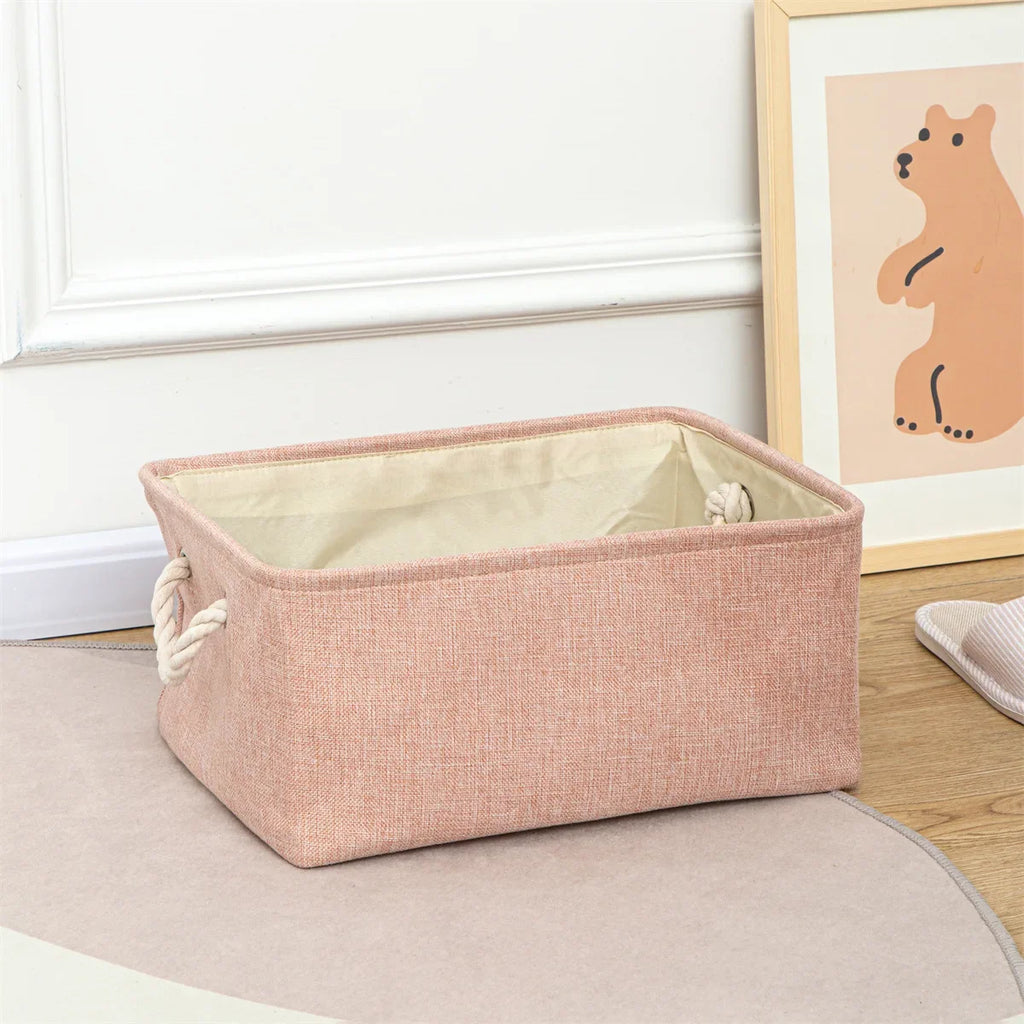Linen-Look Foldable Storage Basket