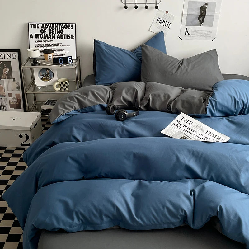 Two-Tone Soft Duvet Cover Set