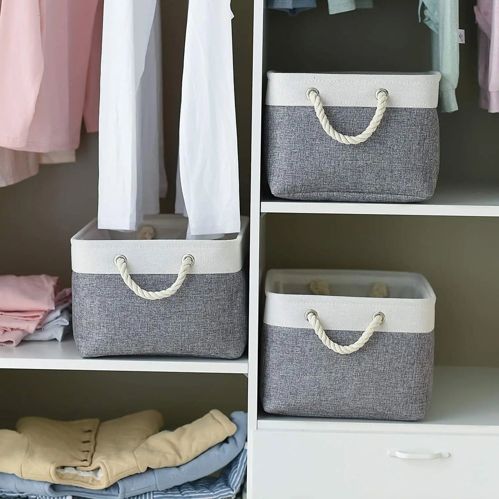 Linen-Look Foldable Storage Basket