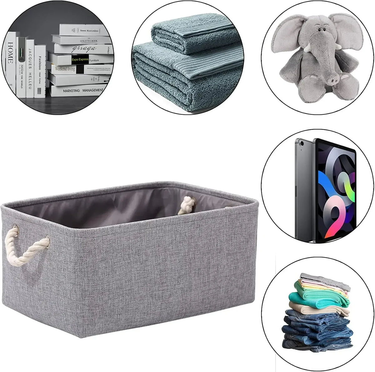 Linen-Look Foldable Storage Basket