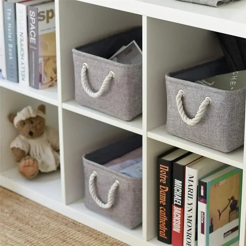 Linen-Look Foldable Storage Basket