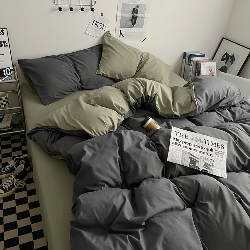 Two-Tone Soft Duvet Cover Set