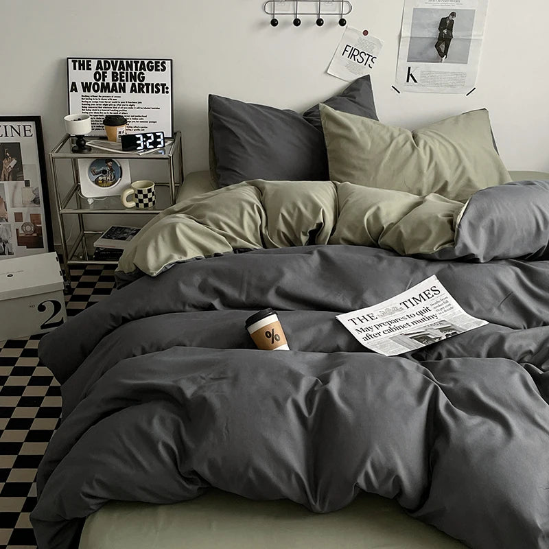 Two-Tone Soft Duvet Cover Set
