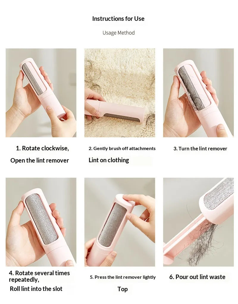 Reusable self-cleaning pet hair and lint remover